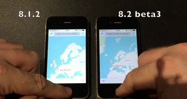 iPhone 4s 运行 iOS 8.2 与 iOS 8.1.2 性能对比视频